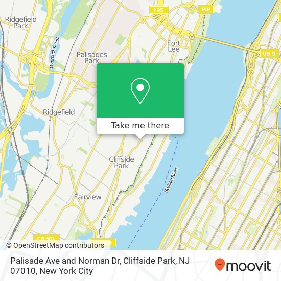 Palisade Ave and Norman Dr, Cliffside Park, NJ 07010 map