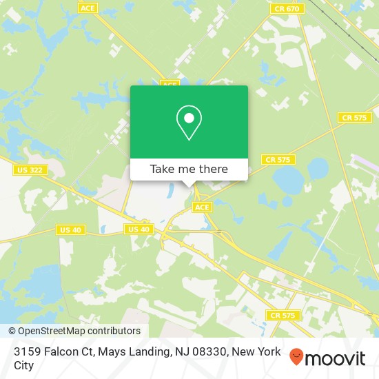 Mapa de 3159 Falcon Ct, Mays Landing, NJ 08330