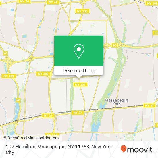 Mapa de 107 Hamilton, Massapequa, NY 11758