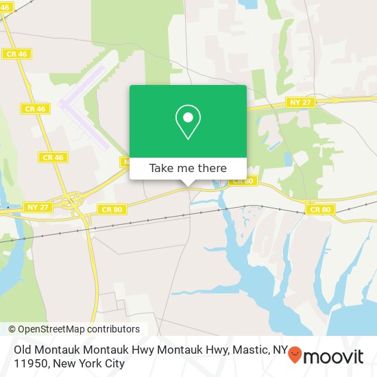 Mapa de Old Montauk Montauk Hwy Montauk Hwy, Mastic, NY 11950