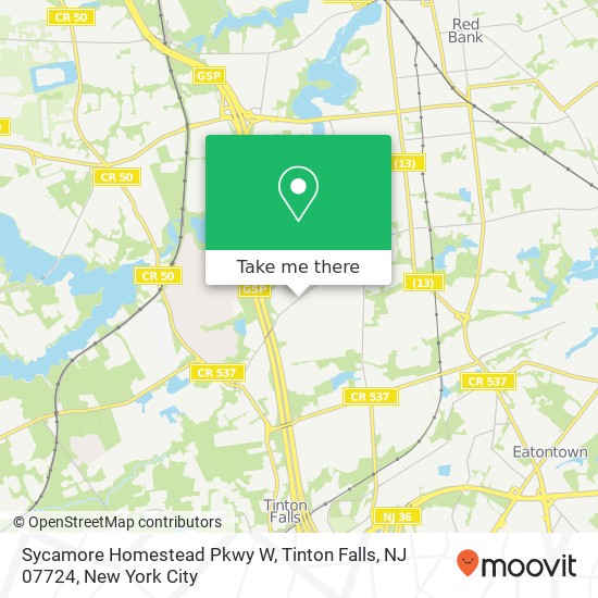 Mapa de Sycamore Homestead Pkwy W, Tinton Falls, NJ 07724