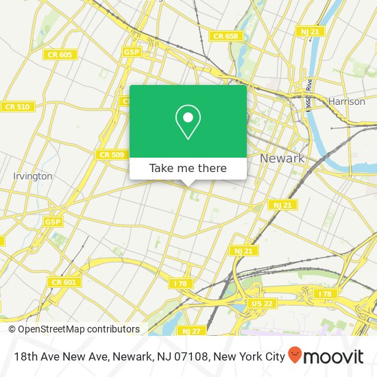18th Ave New Ave, Newark, NJ 07108 map