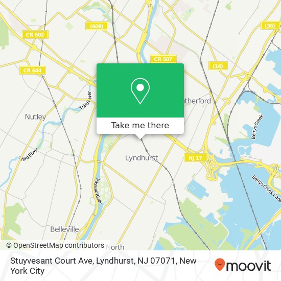 Mapa de Stuyvesant Court Ave, Lyndhurst, NJ 07071