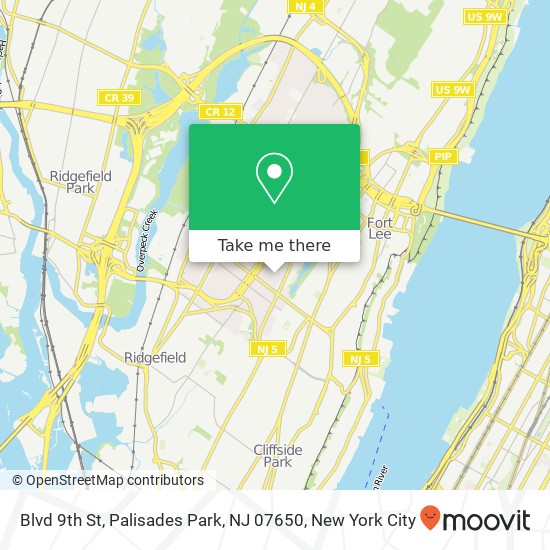Mapa de Blvd 9th St, Palisades Park, NJ 07650
