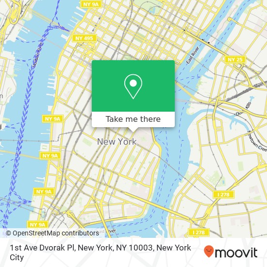 Mapa de 1st Ave Dvorak Pl, New York, NY 10003