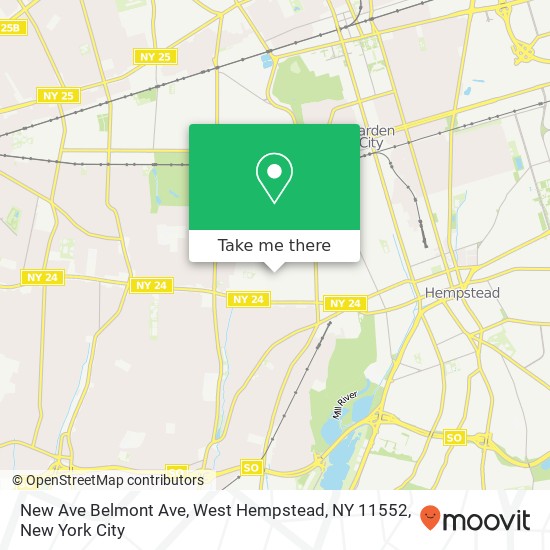Mapa de New Ave Belmont Ave, West Hempstead, NY 11552