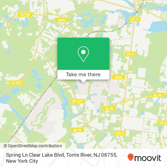 Mapa de Spring Ln Clear Lake Blvd, Toms River, NJ 08755