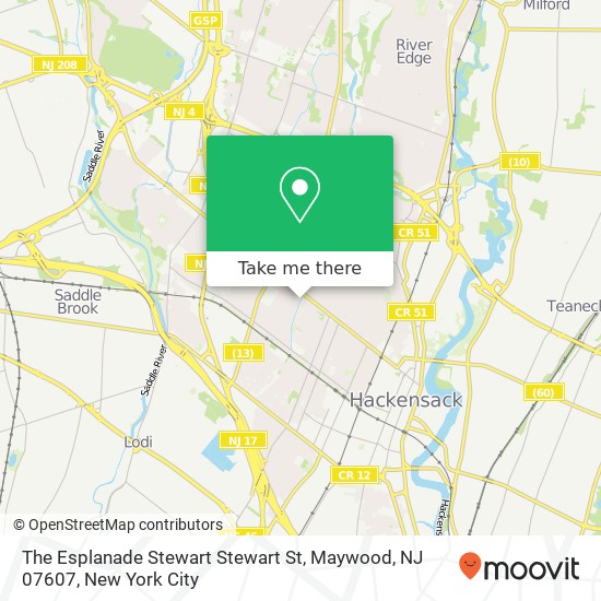 Mapa de The Esplanade Stewart Stewart St, Maywood, NJ 07607