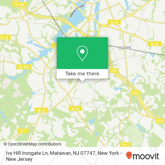 Mapa de Ivy Hill Irongate Ln, Matawan, NJ 07747