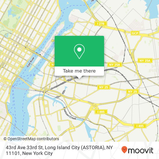 43rd Ave 33rd St, Long Island City (ASTORIA), NY 11101 map