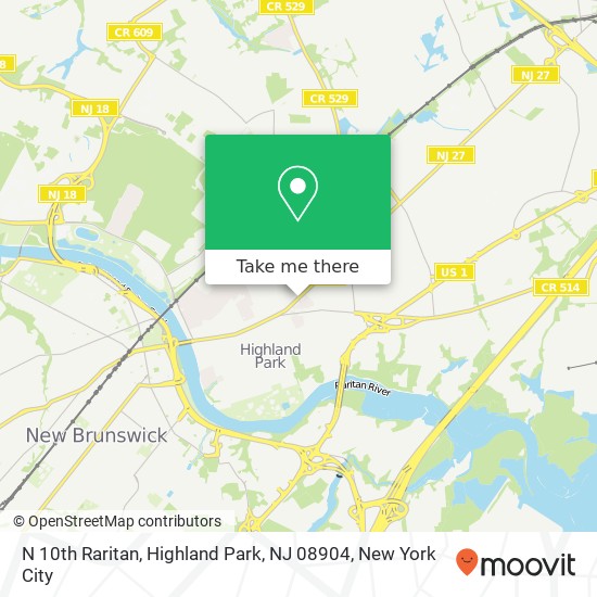 Mapa de N 10th Raritan, Highland Park, NJ 08904