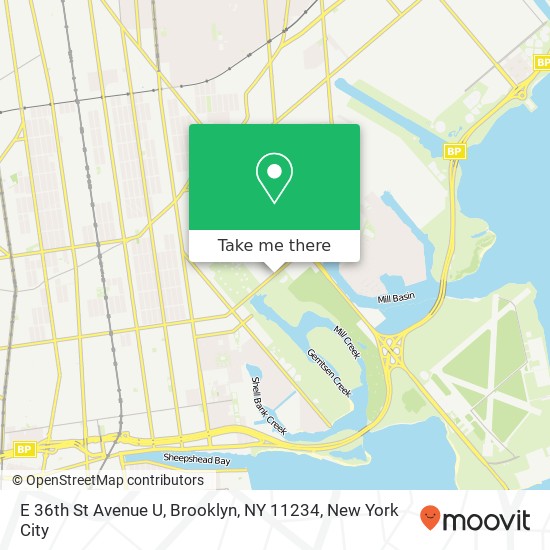 Mapa de E 36th St Avenue U, Brooklyn, NY 11234