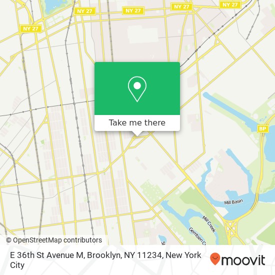 Mapa de E 36th St Avenue M, Brooklyn, NY 11234