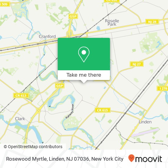 Mapa de Rosewood Myrtle, Linden, NJ 07036