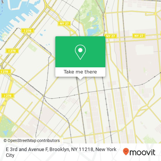 Mapa de E 3rd and Avenue F, Brooklyn, NY 11218