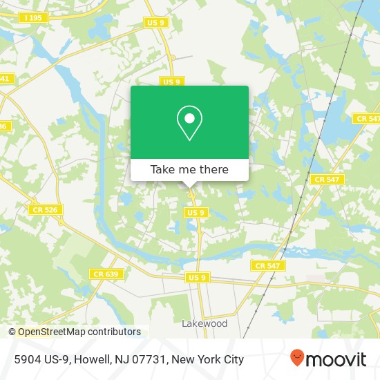 Mapa de 5904 US-9, Howell, NJ 07731