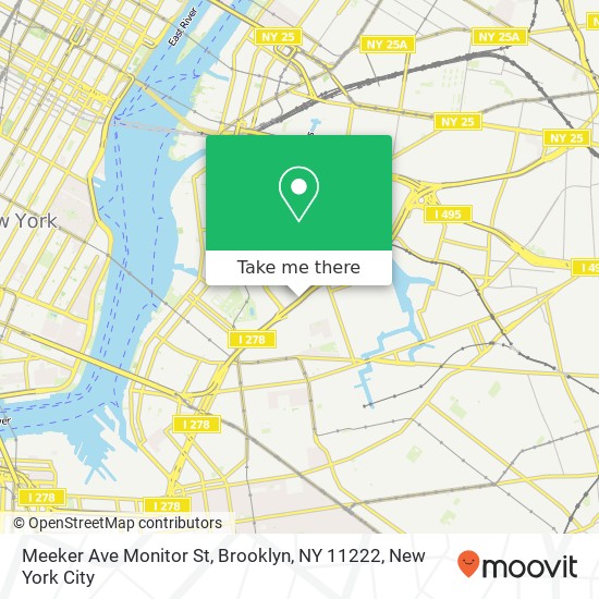 Mapa de Meeker Ave Monitor St, Brooklyn, NY 11222