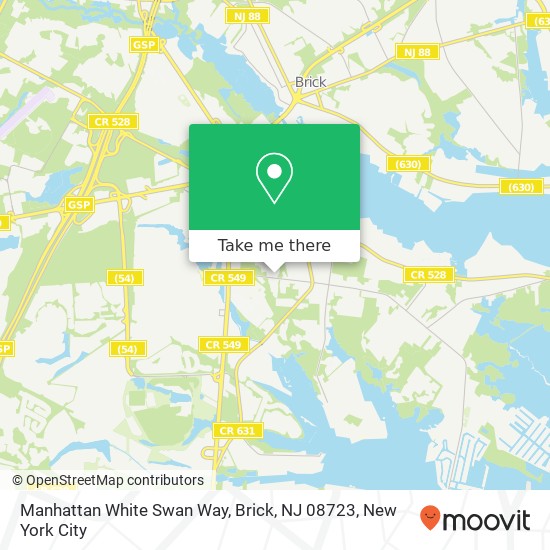 Mapa de Manhattan White Swan Way, Brick, NJ 08723