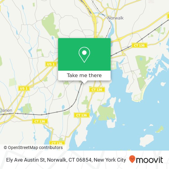 Mapa de Ely Ave Austin St, Norwalk, CT 06854