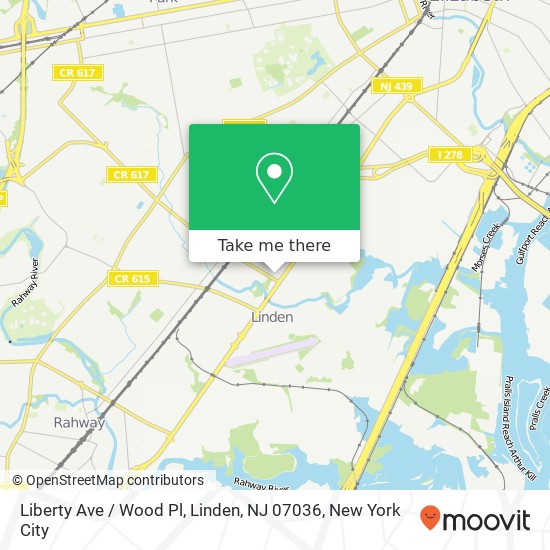 Mapa de Liberty Ave / Wood Pl, Linden, NJ 07036