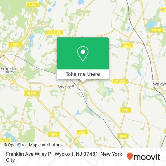 Mapa de Franklin Ave Wiley Pl, Wyckoff, NJ 07481
