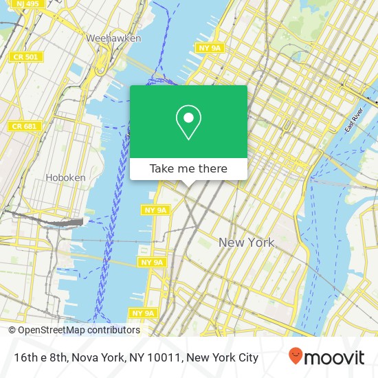 Mapa de 16th e 8th, Nova York, NY 10011