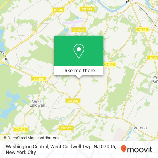 Washington Central, West Caldwell Twp, NJ 07006 map