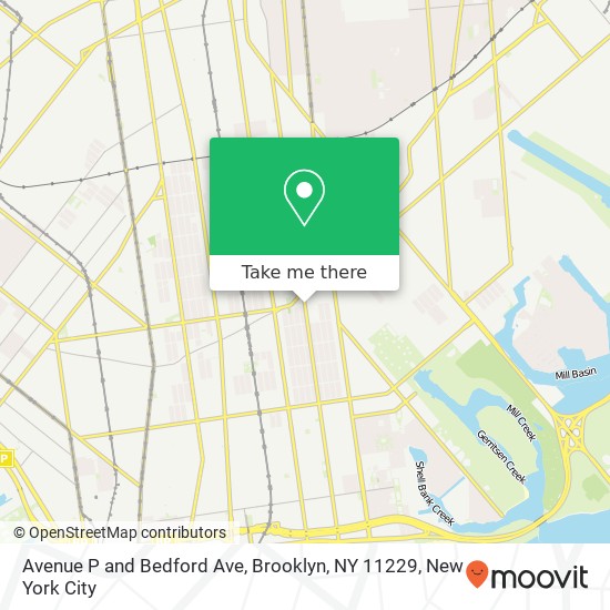 Mapa de Avenue P and Bedford Ave, Brooklyn, NY 11229