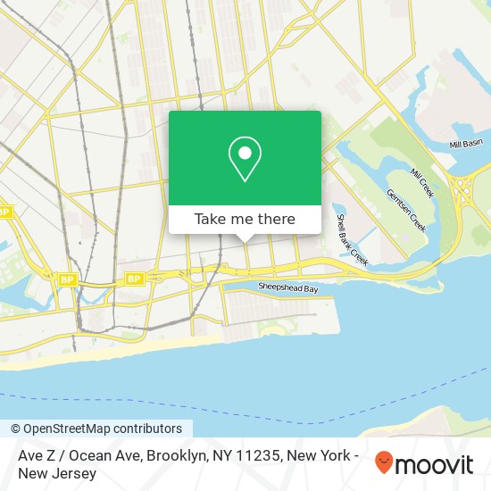 Mapa de Ave Z / Ocean Ave, Brooklyn, NY 11235
