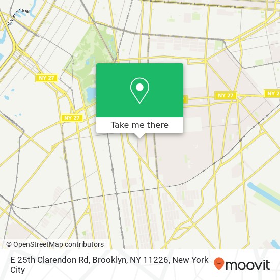 Mapa de E 25th Clarendon Rd, Brooklyn, NY 11226