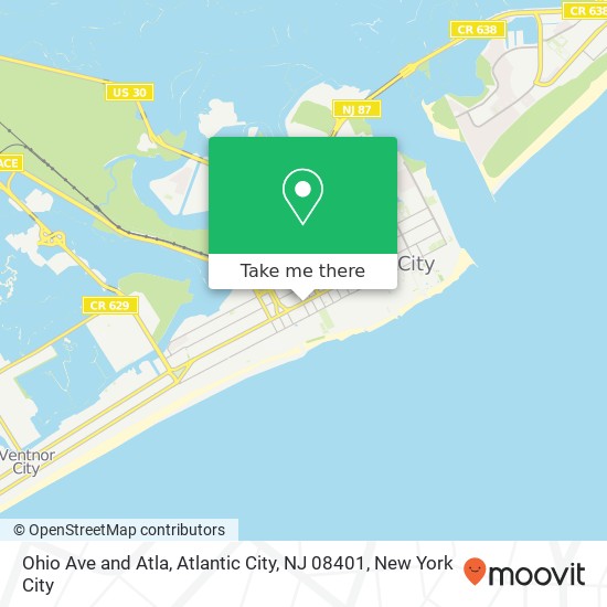 Mapa de Ohio Ave and Atla, Atlantic City, NJ 08401