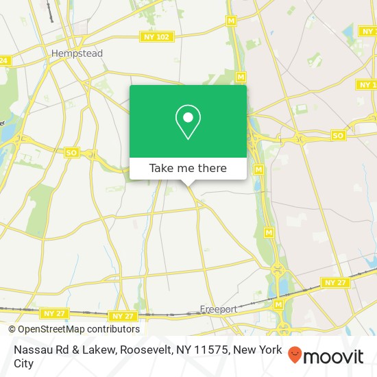 Mapa de Nassau Rd & Lakew, Roosevelt, NY 11575