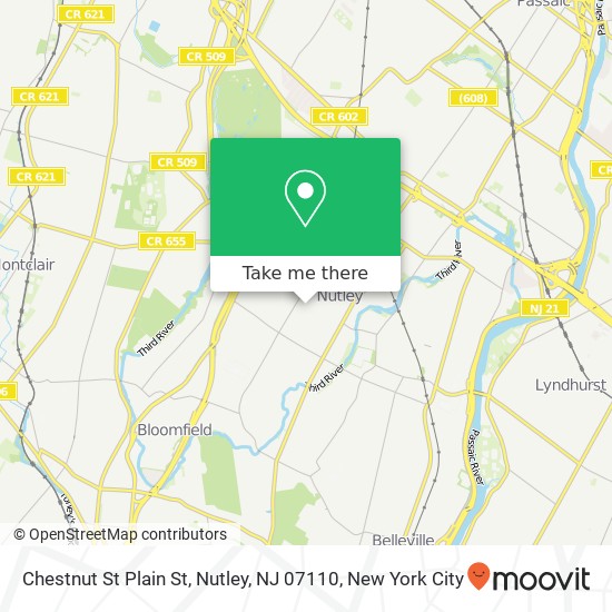 Mapa de Chestnut St Plain St, Nutley, NJ 07110