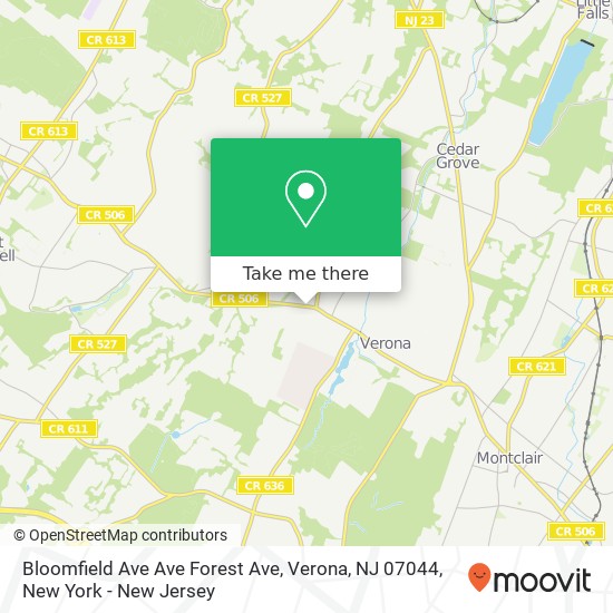 Mapa de Bloomfield Ave Ave Forest Ave, Verona, NJ 07044