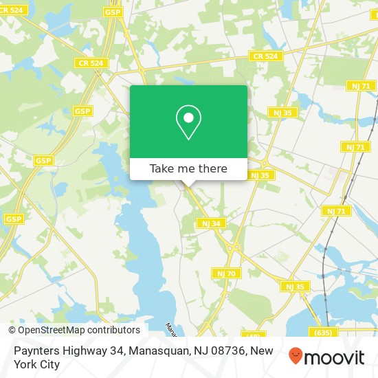 Mapa de Paynters Highway 34, Manasquan, NJ 08736