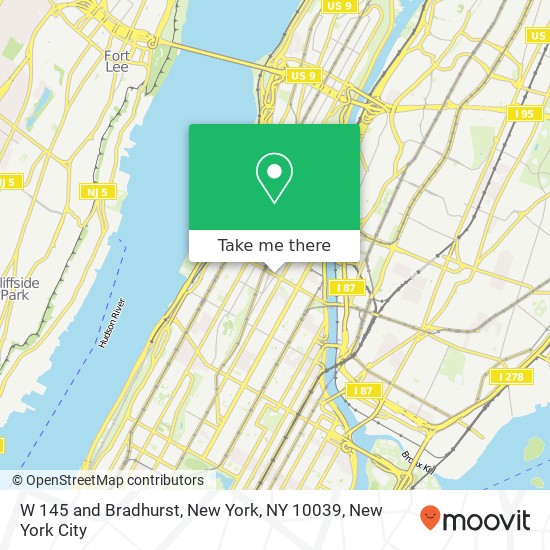 W 145 and Bradhurst, New York, NY 10039 map