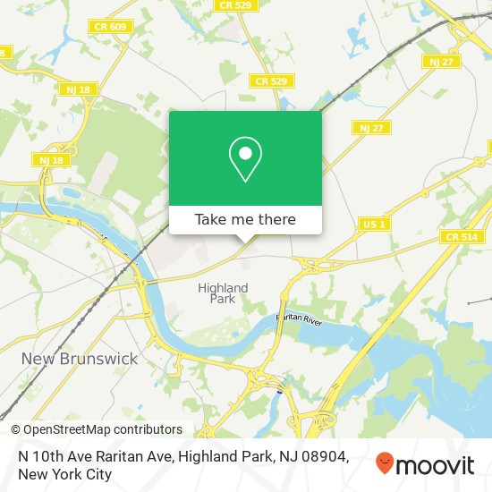 N 10th Ave Raritan Ave, Highland Park, NJ 08904 map