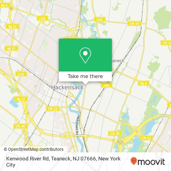 Mapa de Kenwood River Rd, Teaneck, NJ 07666