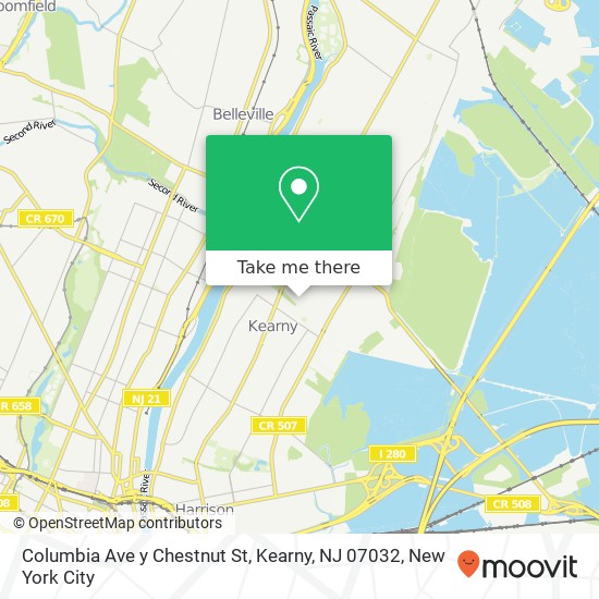 Columbia Ave y Chestnut St, Kearny, NJ 07032 map