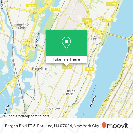 Mapa de Bergen Blvd RT-5, Fort Lee, NJ 07024