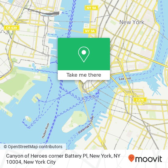 Mapa de Canyon of Heroes corner Battery Pl, New York, NY 10004
