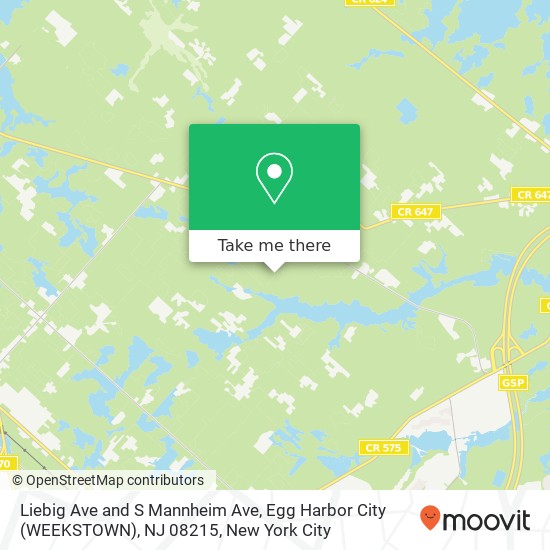 Mapa de Liebig Ave and S Mannheim Ave, Egg Harbor City (WEEKSTOWN), NJ 08215