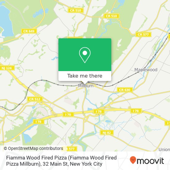 Mapa de Fiamma Wood Fired Pizza (Fiamma Wood Fired Pizza Millburn), 32 Main St