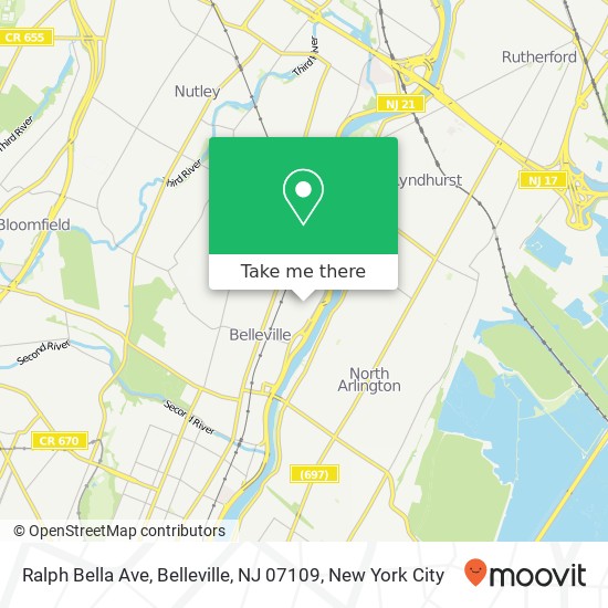 Mapa de Ralph Bella Ave, Belleville, NJ 07109