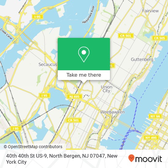 Mapa de 40th 40th St US-9, North Bergen, NJ 07047