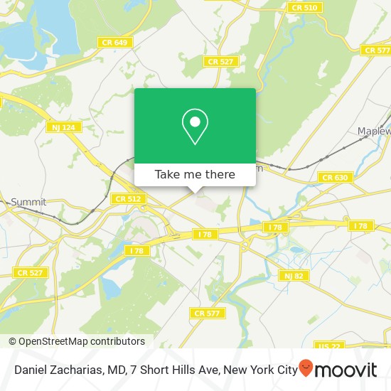Mapa de Daniel Zacharias, MD, 7 Short Hills Ave