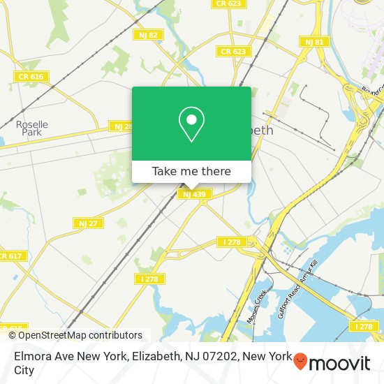 Mapa de Elmora Ave New York, Elizabeth, NJ 07202