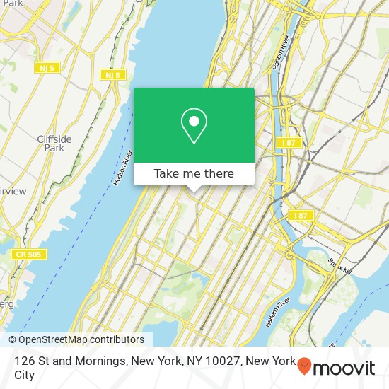126 St and Mornings, New York, NY 10027 map