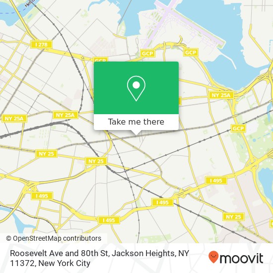 Mapa de Roosevelt Ave and 80th St, Jackson Heights, NY 11372