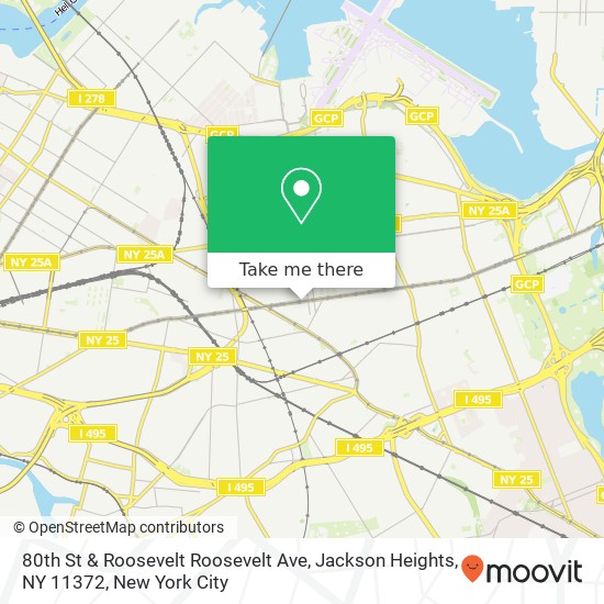 Mapa de 80th St & Roosevelt Roosevelt Ave, Jackson Heights, NY 11372